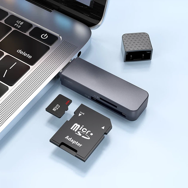 Картрідер HOCO HB45 Spirit 2-in-1 USB 3.0 card reader Metal Gray (6942007620505) - Фото 6 Картрідер HOCO HB45 Spirit 2-in-1 USB 3.0 card reader Metal Gray (6942007620505) - изображение 6
