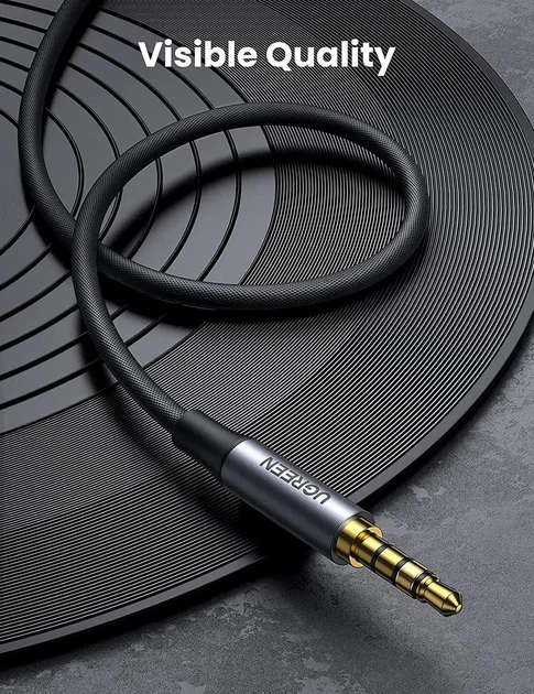 Аудіокабель UGREEN 3.5mm 4-Pole M/M Audio Cable Alu Case 1m (UGR-10648) - зображення 6