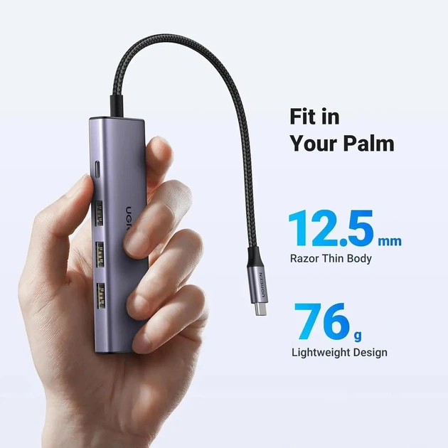 USB-хаб UGREEN CM511 USB-C To HDMI+3*USB 3.0 A+PD Power Converter (UGR-15597) - изображение 8