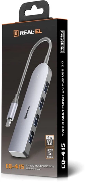 USB-хаб Real-El CQ-415 USB 3.0 Space Grey (EL123110001) - Фото 9 USB-хаб Real-El CQ-415 USB 3.0 Space Grey (EL123110001) - изображение 9