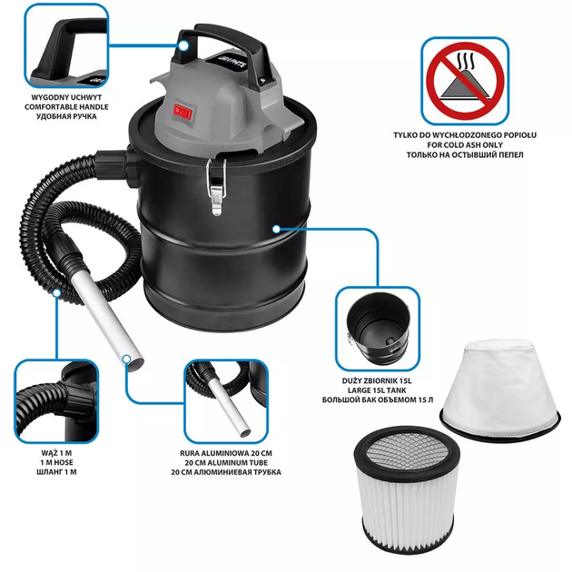 Odciąg do popiołu Graphite Energy+ 18 V 15 L 58GE125 (5902062082589) - obraz 11