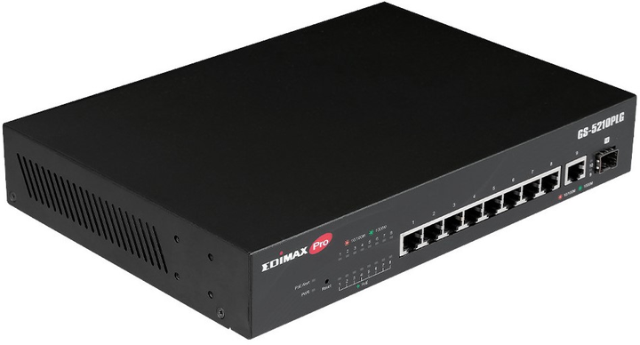 Switch Edimax GS-5210PLG 10-Port Gigabit Long Range PoE+ Web Smart Black - obraz 3