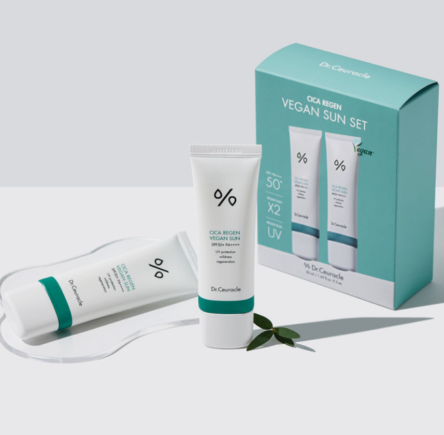 Набор солнцезащитных кремов с центелой Dr.Ceuracle Cica Regen Vegan Sun Set DUO 2 в 1 (50 мл*2) - изображение 3