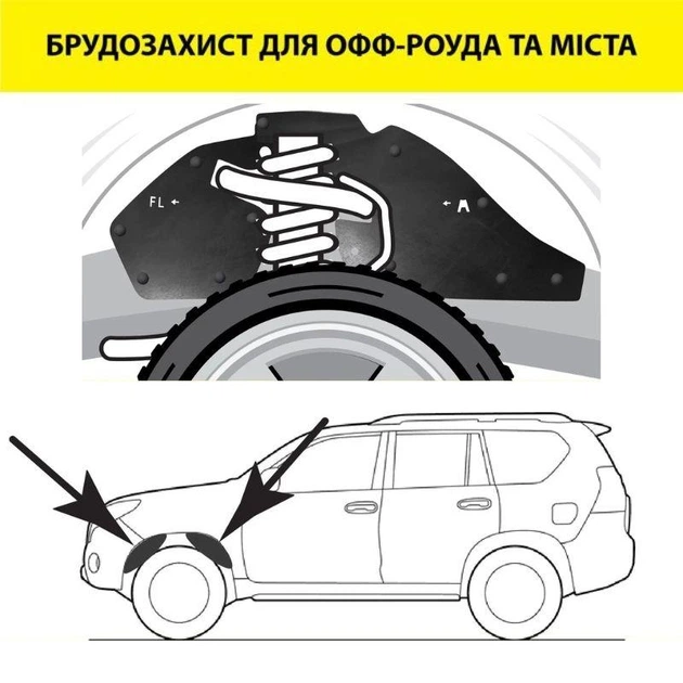 Комплект увеличенных пыльников XRoad брызговиков двигателя Toyota Land Cruiser Prado 250, Lexus GX 550 - изображение 7