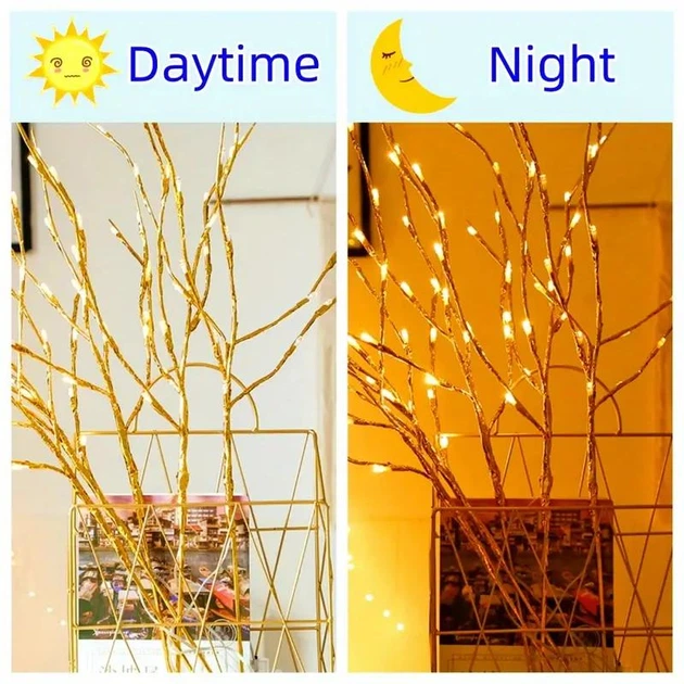 Гирлянда-ветка Brush light золотая на батарейках - изображение 4