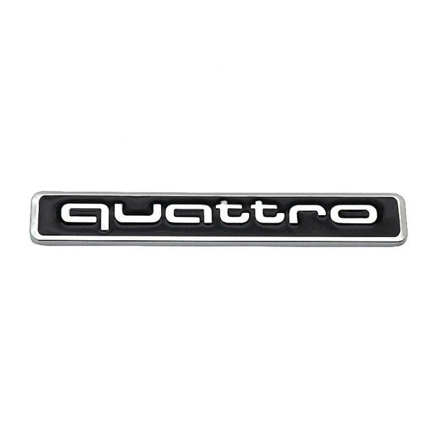 Эмблема Audi Quattro 62*11 мм хром c чёрным - Фото 1 Эмблема Audi Quattro 62*11 мм хром c чёрным - изображение 1