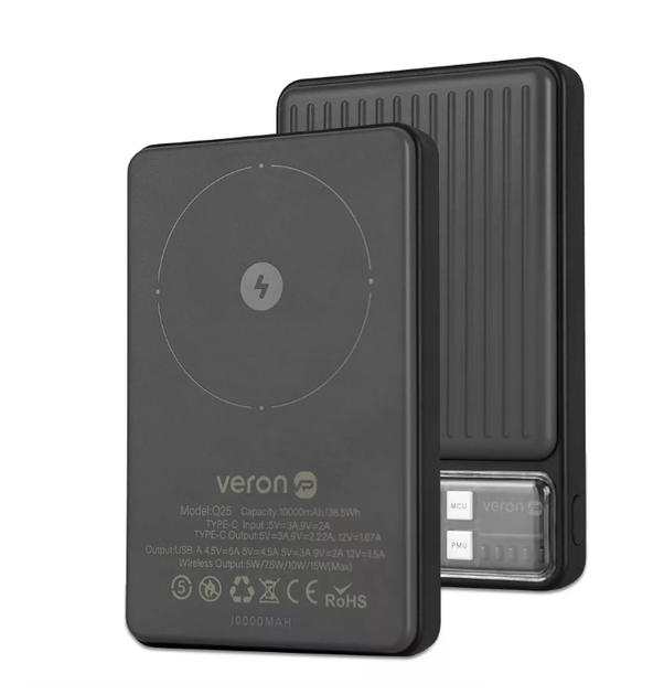 Зарядний пристрій 10000 mAh із швидкою зарядкою USB C та USB A Veron Q25 Magsafe Power Bank - зображення 3