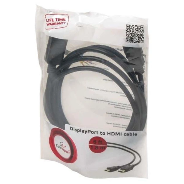Кабель мультимедийный DisplayPort M to HDMI M 1.8m Cablexpert (m498233) - Фото 3 Кабель мультимедийный DisplayPort M to HDMI M 1.8m Cablexpert (m498233) - изображение 3