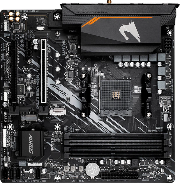 Материнська плата Gigabyte B550M Aorus Elite AX (sAM4, AMD B550, PCI-Ex16) - зображення 3