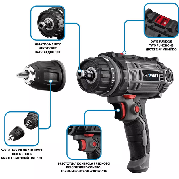 Мережевий дриль-шурупокрут Graphite 300 Вт 58G793 (5902062087805) - зображення 13