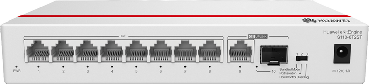 Комутатор Huawei eKit Engine S110-8T2ST 8 x 10/100/1000BASE-T, 1 x GE SFP, 1 x 10/100/1000BASE-T White (98012199) - зображення 2