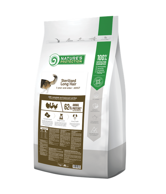 Сухой корм Nature's Protection Cat Sterilised Long Hair 7 кг (NPS45780) - Фото 1 Сухой корм Nature's Protection Cat Sterilised Long Hair 7 кг (NPS45780) - изображение 1