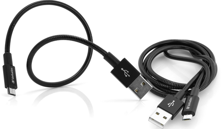 Kabel Verbatim USB - MicroUSB 1 m + 30 cm 2 szt Black (23942488750) - obraz 2