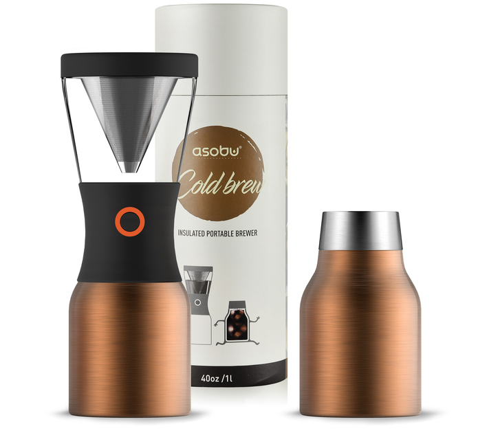 Zestaw do parzenia kawy Asobu Cold Brew 1 L z termosem Copper (KB900 COPPER/BLACK) - obraz 1