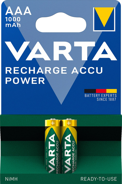 Uniwersalny akumulator Varta Rechargeable Accu AAA 1000 mA/h BLI 2 Ni-MH (5703301402) - obraz 1