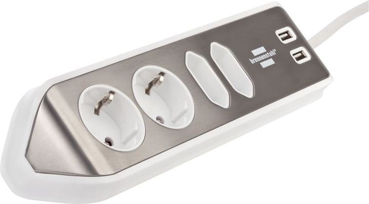 Подовжувач Brennenstuhl Estilo 4 розетки 2 USB порта 2 м White (1153590420) - зображення 3