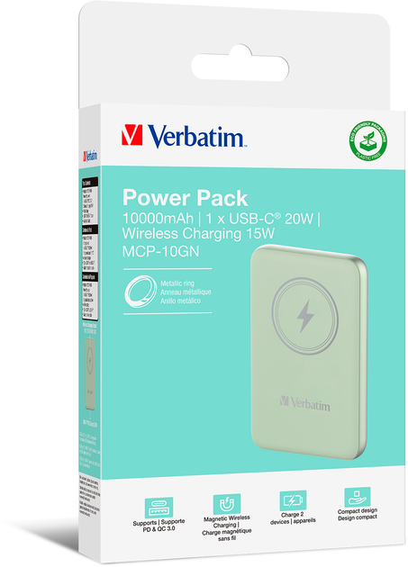 УМБ Verbatim Charge 'n' Go Power Bank 10000 mAh Green (23942322467) - зображення 4