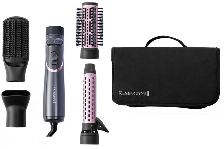Фен-щітка Remington Curl & Straight Confidence, 800Вт, 2 режими, іоніз-я, оберт., хол. обдув,кейс, кераміка, сірий (AS8606) - изображение 11