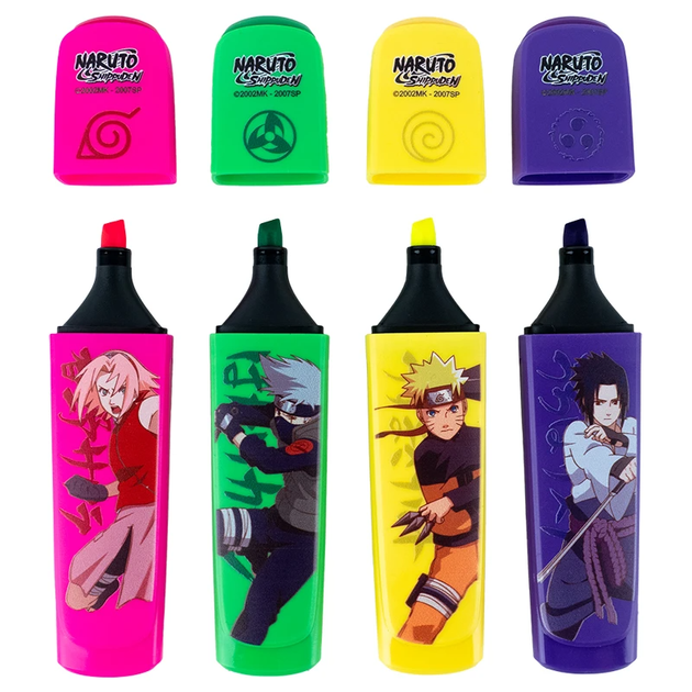 Набір з 4-х кольорів маркерів. Маркер Highlighter Kite Naruto NR24-444 4063276175236 - зображення 3