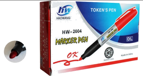 Маркер перманентний червоний HW-2004, 2мм 055703 - зображення 2