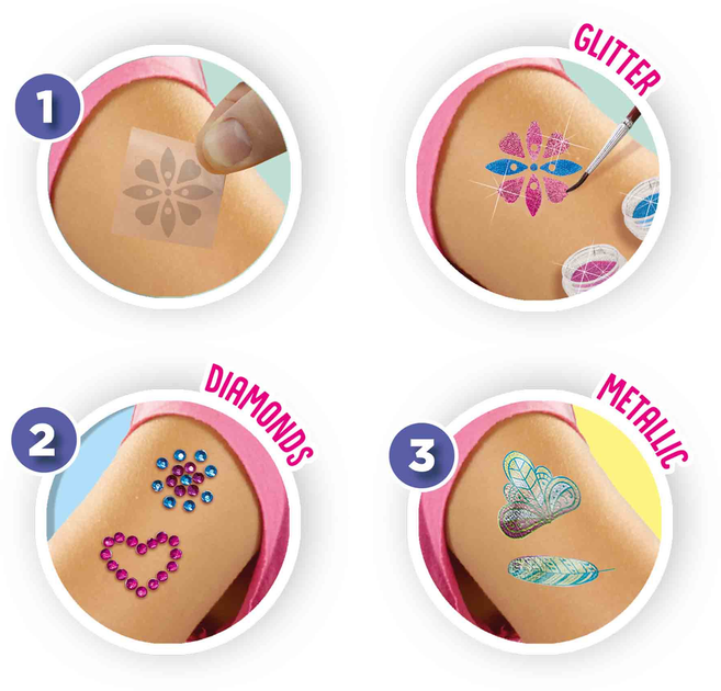 Zestaw błyszczących tatuaży SES 3 w 1 Glamour Tattoos (8710341141554) - obraz 4
