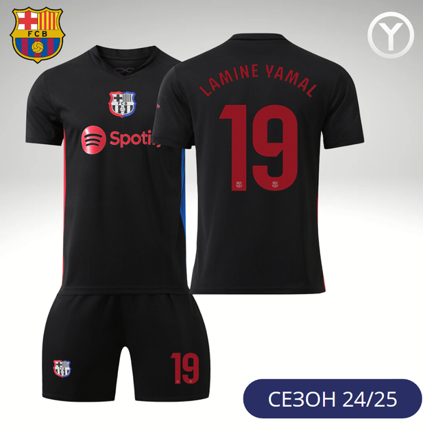 Форма футбольна дитяча Lamine Yamal (Ламін Ямаль) 19 Barcelona 24/25, нар. 22 зріст 120-125см. чорна - Фото 1 Форма футбольна дитяча Lamine Yamal (Ламін Ямаль) 19 Barcelona 24/25, нар. 22 зріст 120-125см. чорна - зображення 1