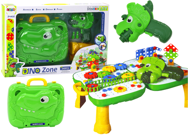 Конструктор LEAN Toys Столик-валіза Динозавр із викруткою 249 деталей (5905991004394) - зображення 5