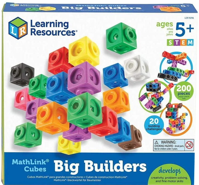 Конструктор Learning Resources MathLink Cubes Big Builders LER9291 200 деталей (0765023092912) - Фото 3 Конструктор Learning Resources MathLink Cubes Big Builders LER9291 200 деталей (0765023092912) - изображение 3
