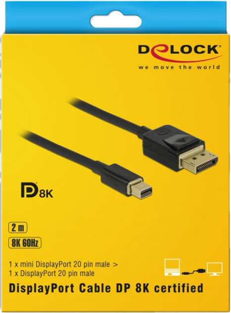 Kabel Delock Mini DisplayPort do DisplayPort kabel 8K 60 Hz DP 8K certyfikat Black 2 m (4043619849284) - obraz 4