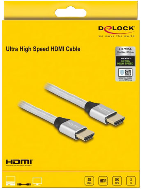 Ultra szybki kabel Delock HDMI-Kabel 48 Gbps 8K 60Hz Silver 3 m (4043619853687) - obraz 3