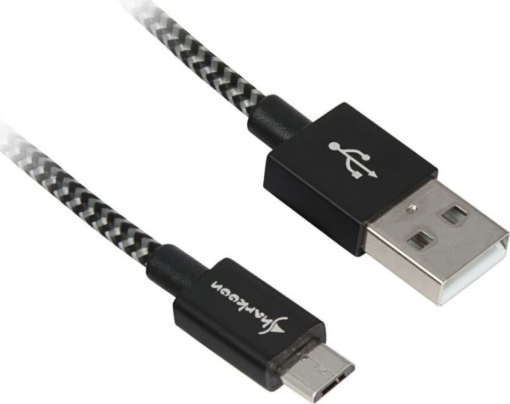 Кабель Sharkoon USB 2.0 USB-A - Micro-USB Black/Gray 2 м (4044951027019) - зображення 1