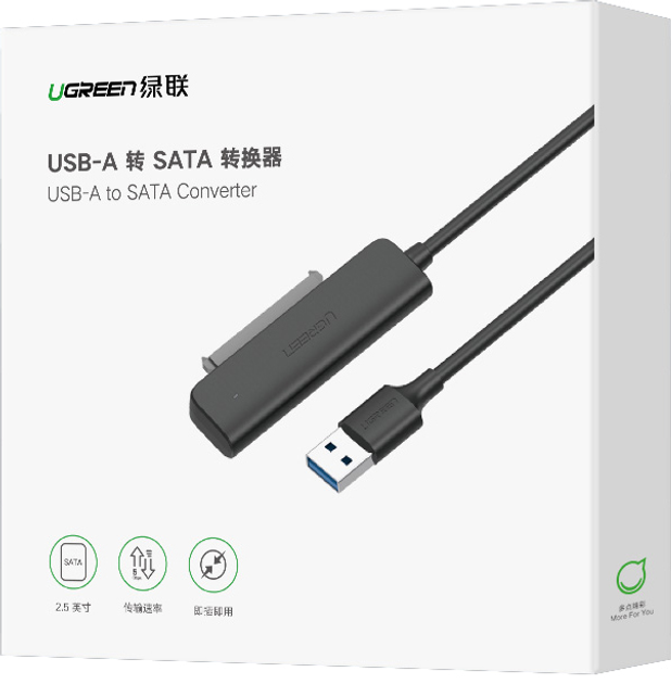 Адаптер Ugreen CM321 USB-A to 2.5-Inch SATA Converter 50cm (UGR-70609) - Фото 3 Адаптер Ugreen CM321 USB-A to 2.5-Inch SATA Converter 50cm (UGR-70609) - изображение 3