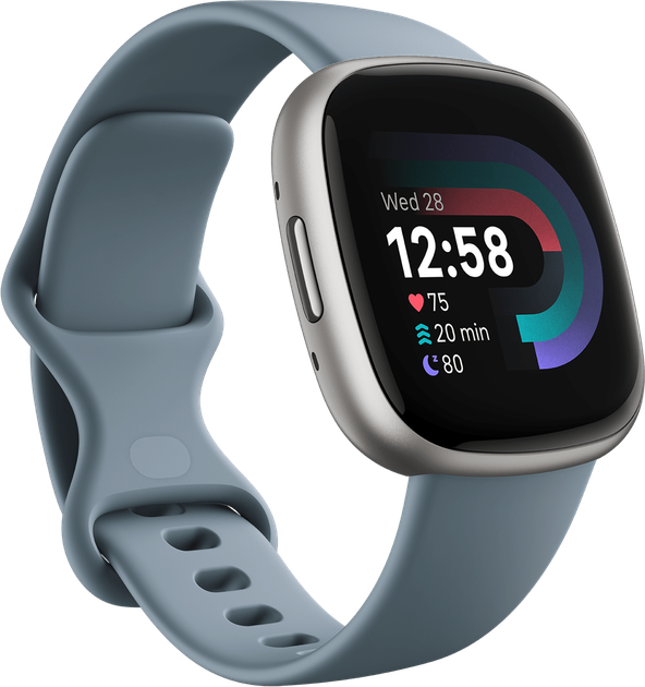 Смарт-часы Fitbit Versa 4 Waterfall Blue / Platinum Aluminum – фото ...