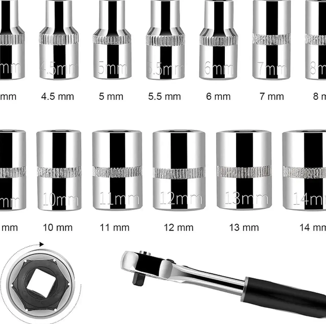 Набор инструментов 46 предметов New Tools 1/4" (5919) - изображение 4