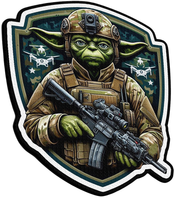 Військовий шеврон Shevron.patch майстер Йода зі зброєю на липучці (YODA4) - зображення 1