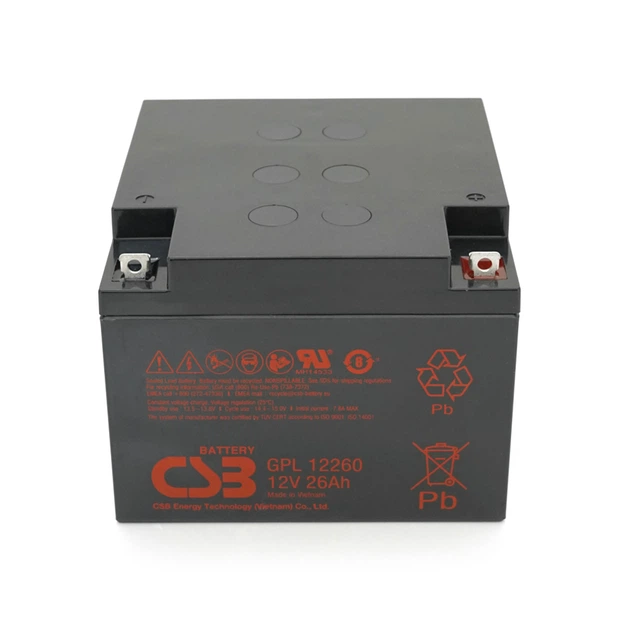 Аккумуляторная батарея CSB GPL12260, 12V 26Ah (166 х175 х125 мм),8.5 kg Q2/72 (ВЬЕТНАМ) - изображение 2
