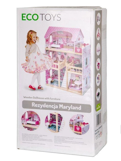 Кукольный домик Ecotoys Residence с мебелью детский деревянный кукольный домик, домик для куклы с мебелью, игрушечный кукольный домик - изображение 6