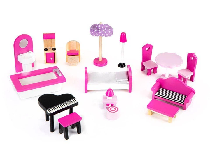 Кукольный домик Ecotoys Residence с мебелью детский деревянный кукольный домик, домик для куклы с мебелью, игрушечный кукольный домик - изображение 7
