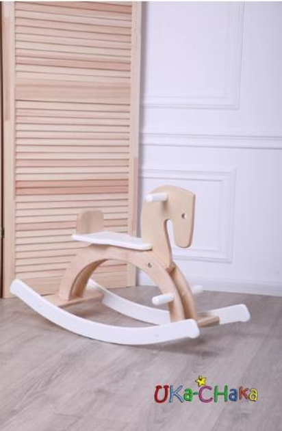 Деревянная лошадка-качалка Pony Star white wood покрыта лаком 