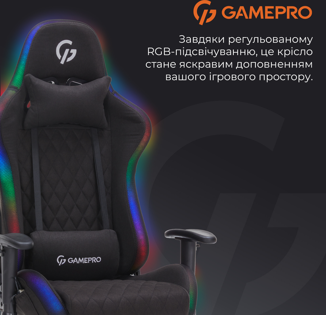 Игровое кресло GamePro GC700FB RGB Size L Fabric Black (GC700FB) - изображение 12
