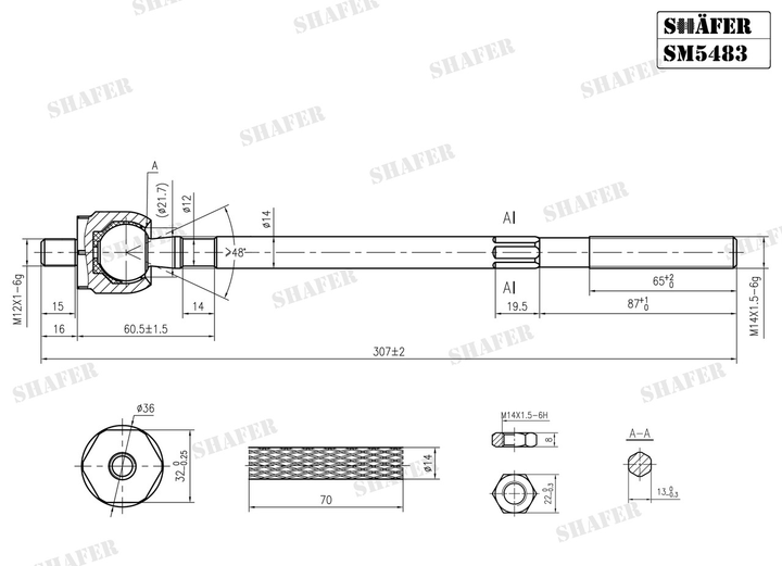 Рулевая тяга Renault Megane I, 99-03, (L=293mm) (type KOYO) SM5483 Shafer - изображение 2