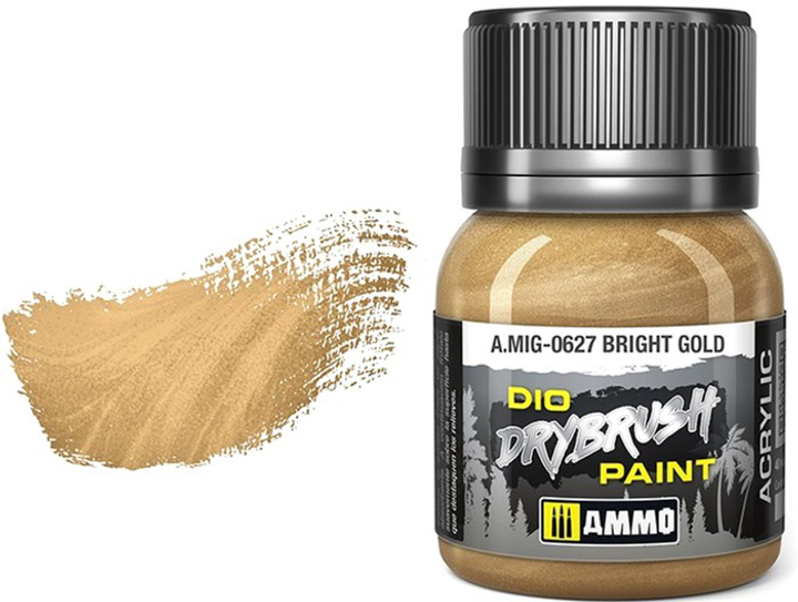 Farba Ammo DIO Drybrush 40 ml Jaskrawe Złoto (8432074006275) - obraz 1