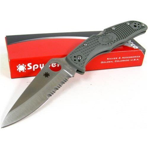 Ніж складний Spyderco Endura 4 сіро-зелений, напівсерейтор (C10PSFG) - зображення 1