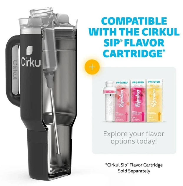 Термокружка с ручкой Cirkul All-Day StrawSip из нержавеющей стали Черная 1183 мл - изображение 3