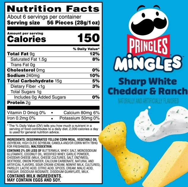 Снеки Pringles Mingles Sharp White Cheddar and Ranch Puffed Snacks 155 г - зображення 4