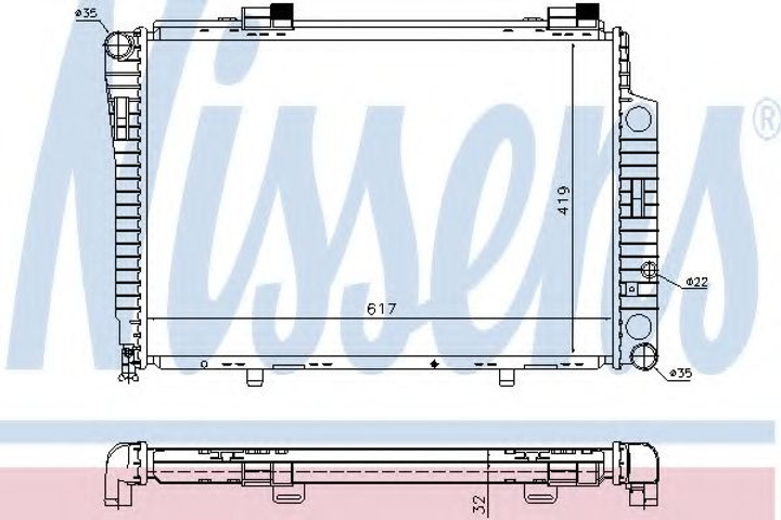 Радіатор MB C W 202(93-)C 180(+)[OE 202 500 21 03] Nissens (62750A) - зображення 1