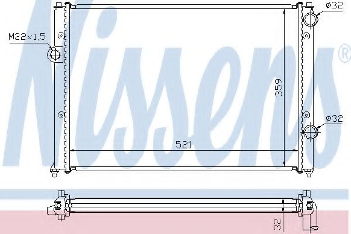 Радиатор VW PASSAT(93-)1.6 i(+)[OE 3A0.121.253] Nissens (652511) - изображение 1