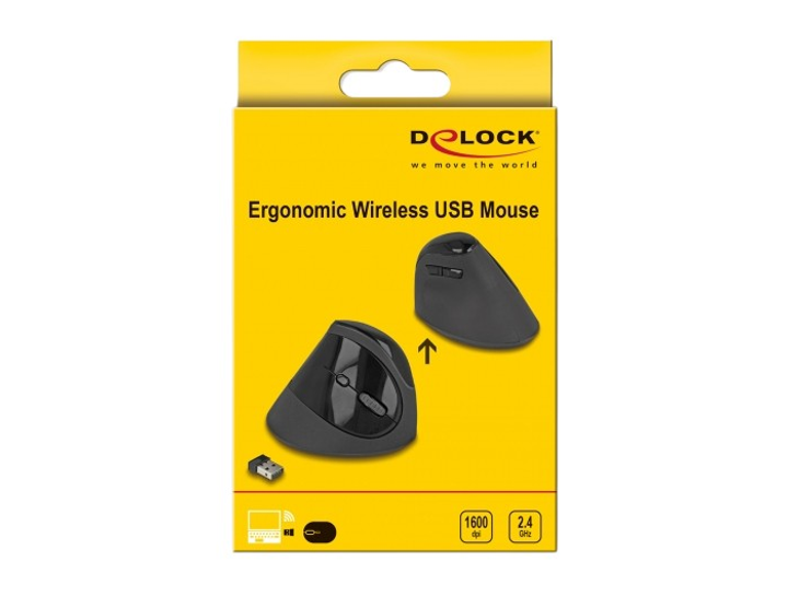Миша ​​ ​Delock Ergonomic vertical Wireless Black (4043619125999) - зображення 4