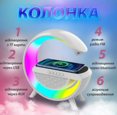 Нічник з бездротовою колонкою та зарядкою для телефону SmartUs 2301YN LED-нічник з функцією бездротової зарядки для смартфонів Qi 256 режимів світла і магнітним кріпленням - Фото 2 Нічник з бездротовою колонкою та зарядкою для телефону SmartUs 2301YN LED-нічник з функцією бездротової зарядки для смартфонів Qi 256 режимів світла і магнітним кріпленням - зображення 2