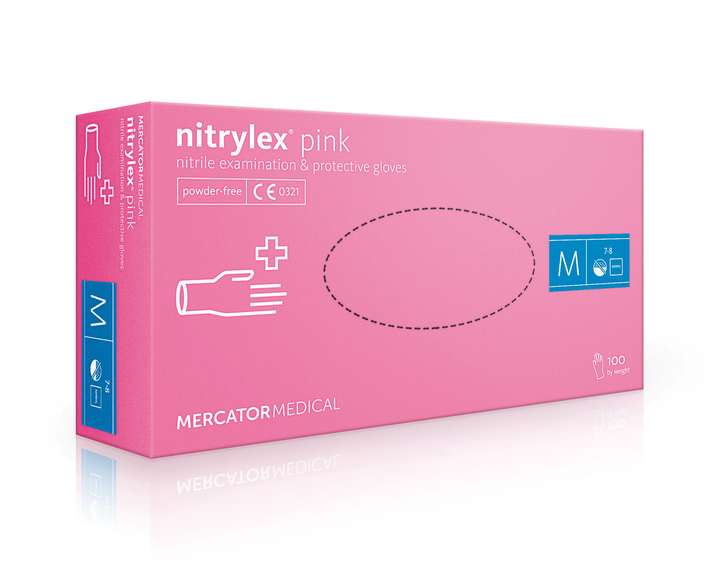 Нітрилові рукавички Nitrylex Pink рожеві M 50 пар - зображення 1